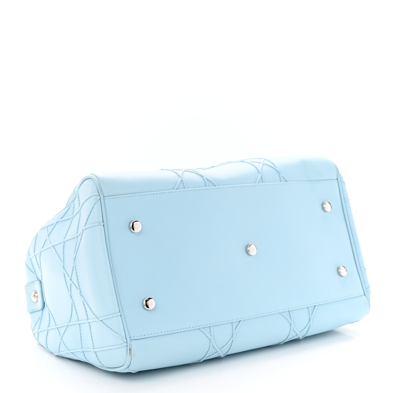 Christian Dior Lambskin Cannage Granville Polochon Light Blue 4 of 11