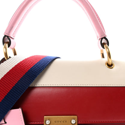 Gucci Calfskin Sylvie Web Small Queen Margaret Top Handle Bag Blue Agata Hibiscus Red Mystic White Sugar Pink 9 of 11