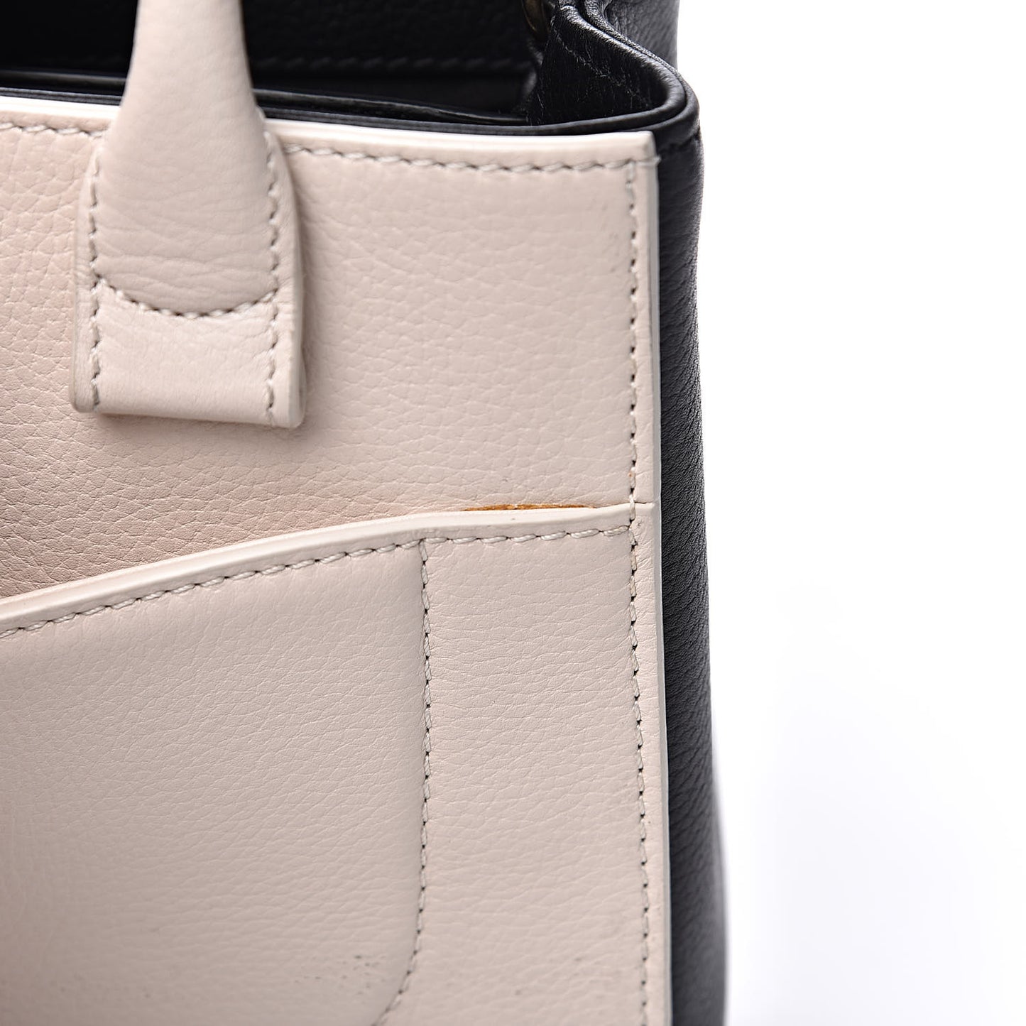 Grained Calfskin Mini Bi-Color Neo Executive Shopper Tote Beige Black