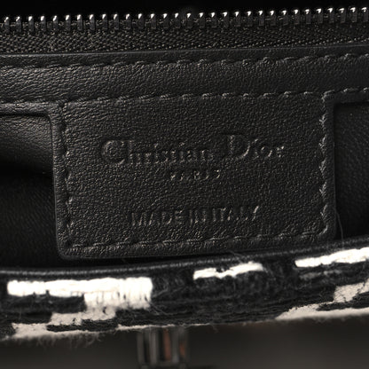 Christian Dior Tweed Macro Houndstooth Small Caro Bag Black White 6 of 11