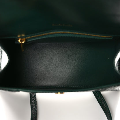 Balenciaga Shiny Calfskin Crocodile Embossed Small Hourglass Top Handle Bag Forest Green 5 of 8