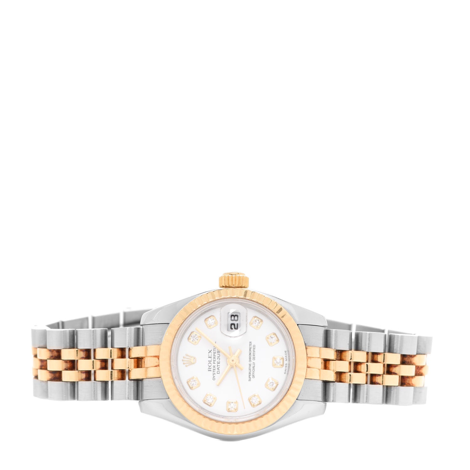 Rolex Stainless Steel 18K Yellow Gold Diamond 26mm Oyster Perpetual Datejust Watch White 179173 2 of 4