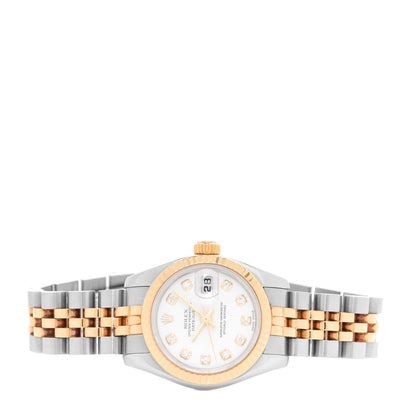 Rolex Stainless Steel 18K Yellow Gold Diamond 26mm Oyster Perpetual Datejust Watch White 179173 2 of 4