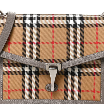 Burberry Grainy Calfskin Vintage Check Small Macken Crossbody Bag Taupe Brown 9 of 13