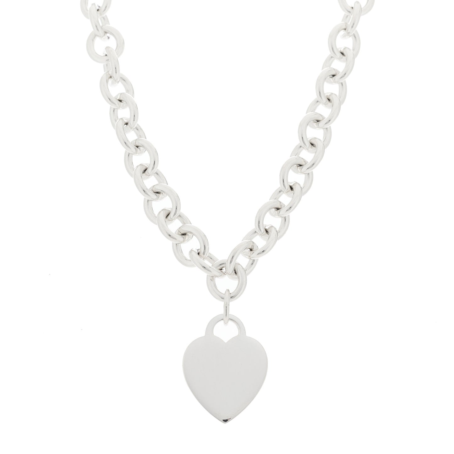 Sterling Silver Heart Tag Pendant Necklace