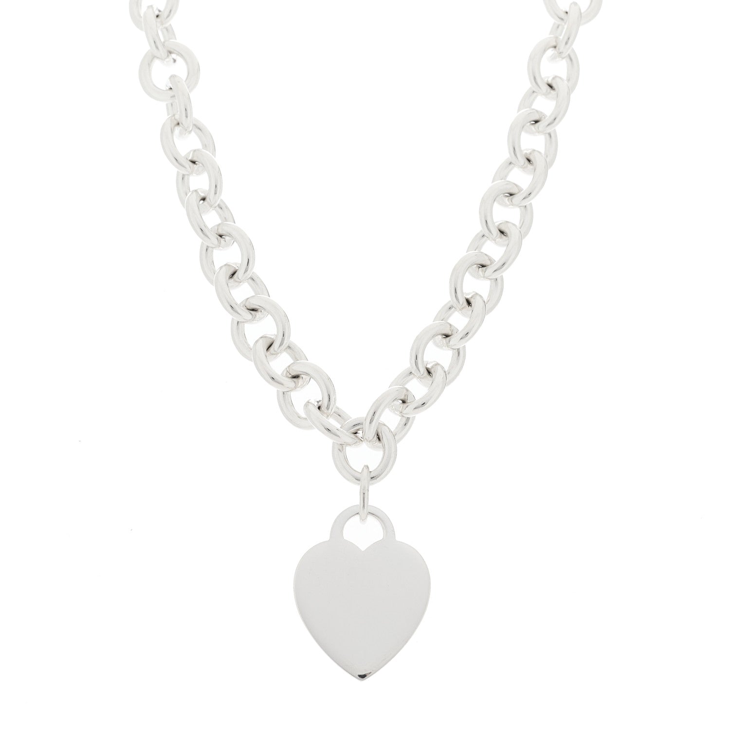 Tiffany Sterling Silver Heart Tag Pendant Necklace 1 of 5