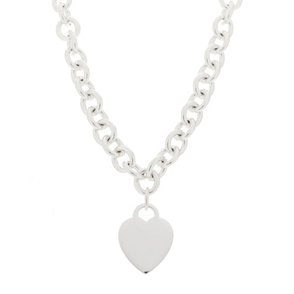 Tiffany Sterling Silver Heart Tag Pendant Necklace 1 of 5