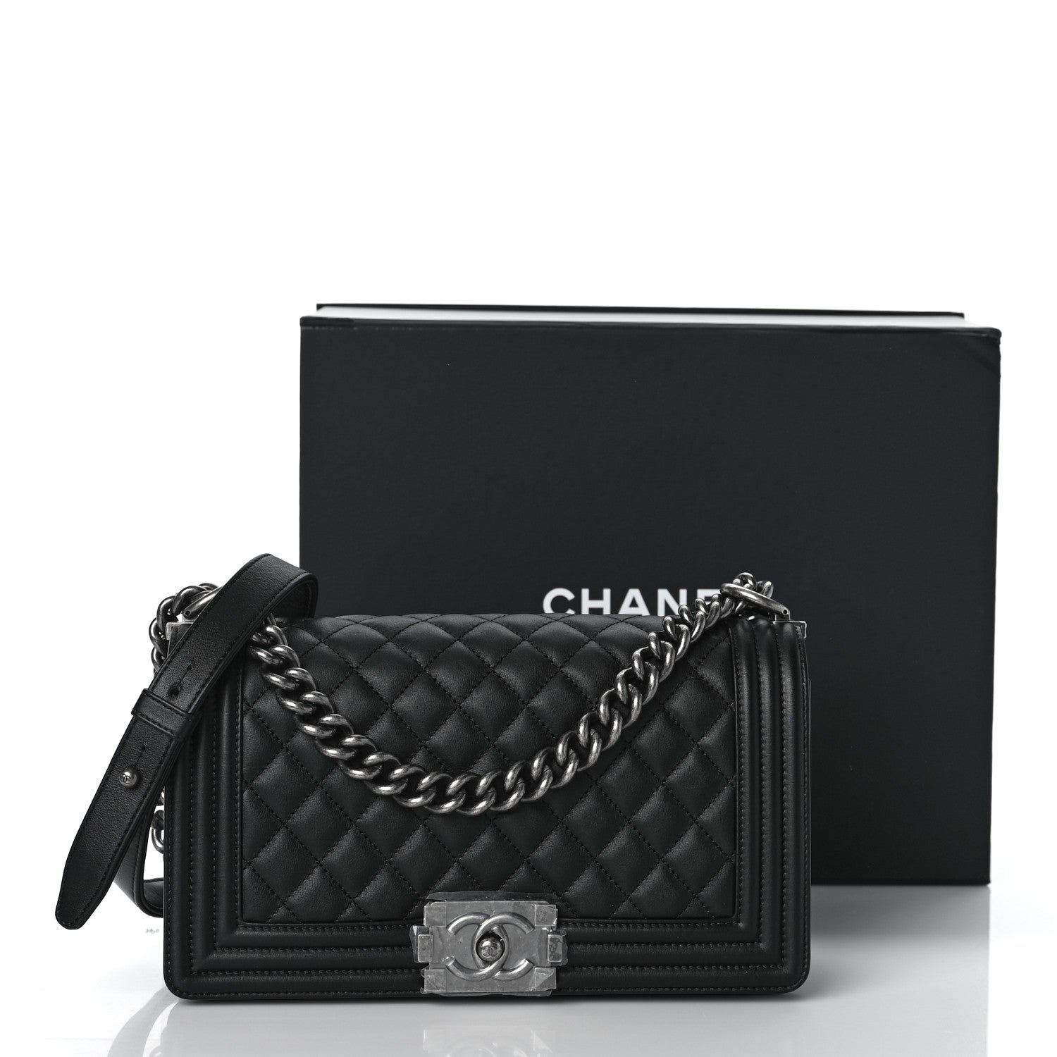 Chanel Calfskin Quilted Medium Boy Flap Black 11 of 11