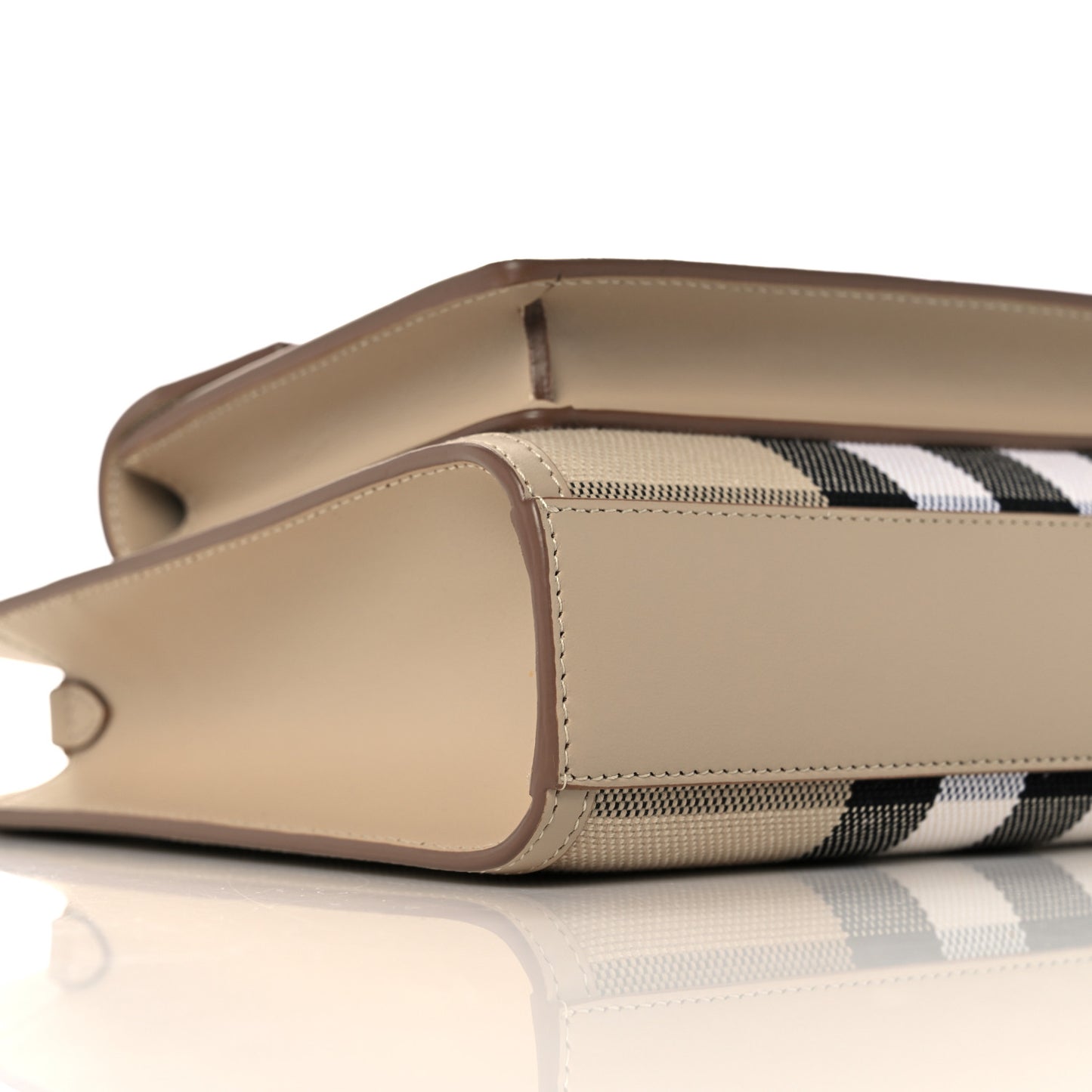 Smooth Calfskin Canvas Check Mini Pocket Bag Dusty Sand Soft Fawn