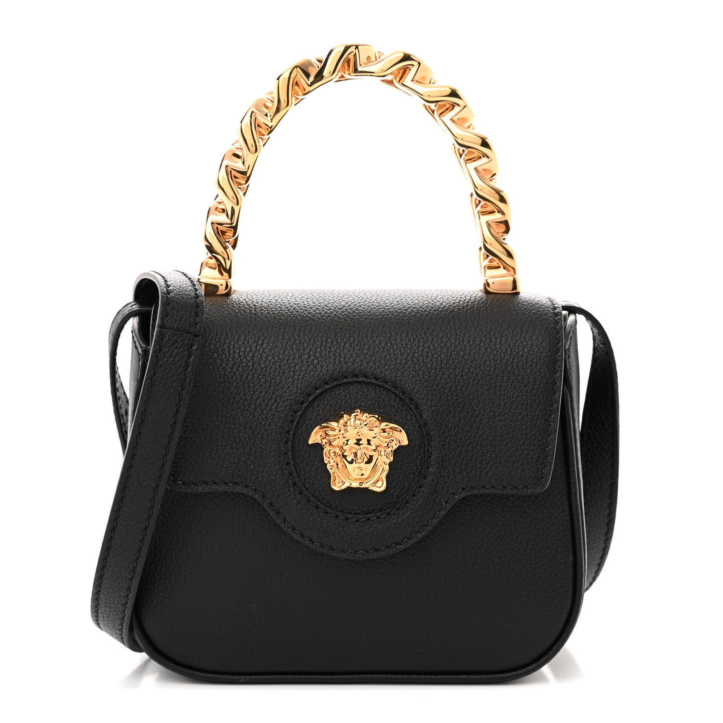 Grained Calfskin Mini La Medusa Bag Black