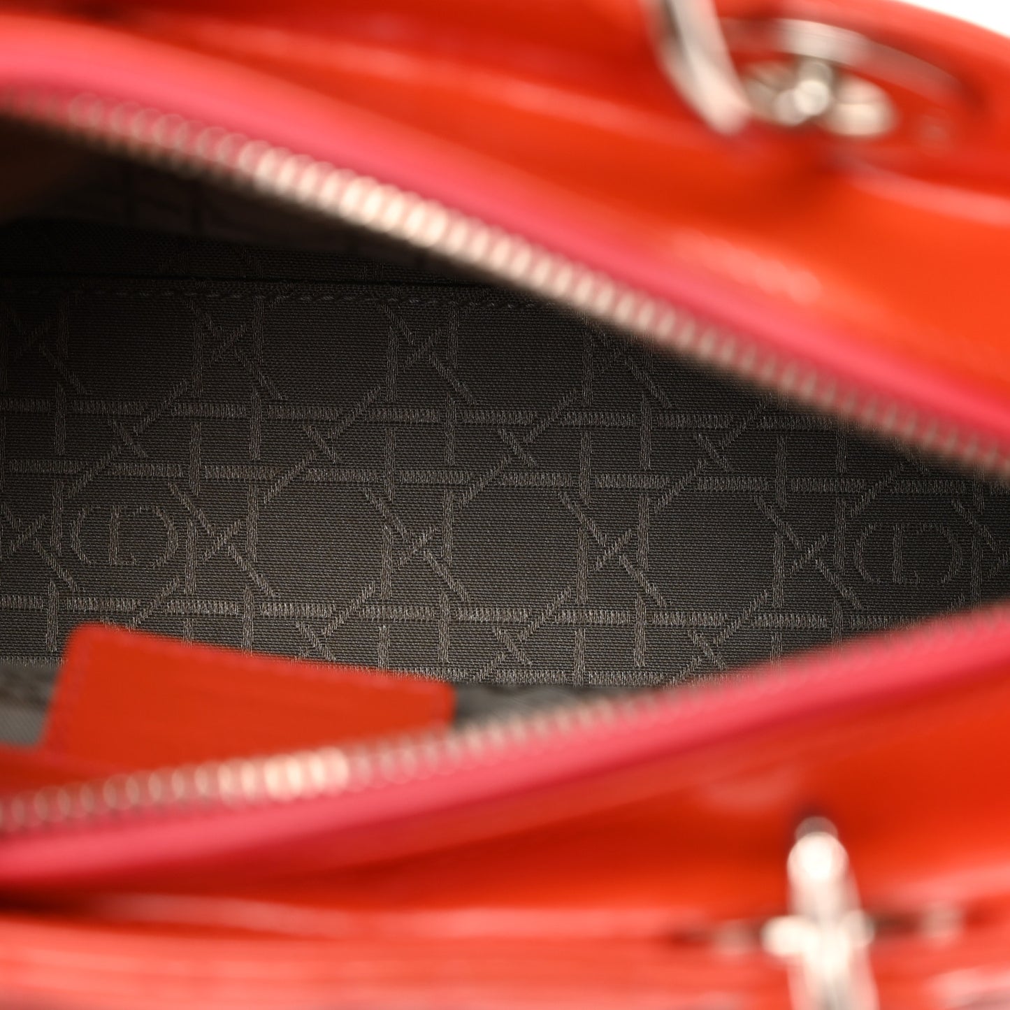 Patent Cannage Medium Lady Dior Orange