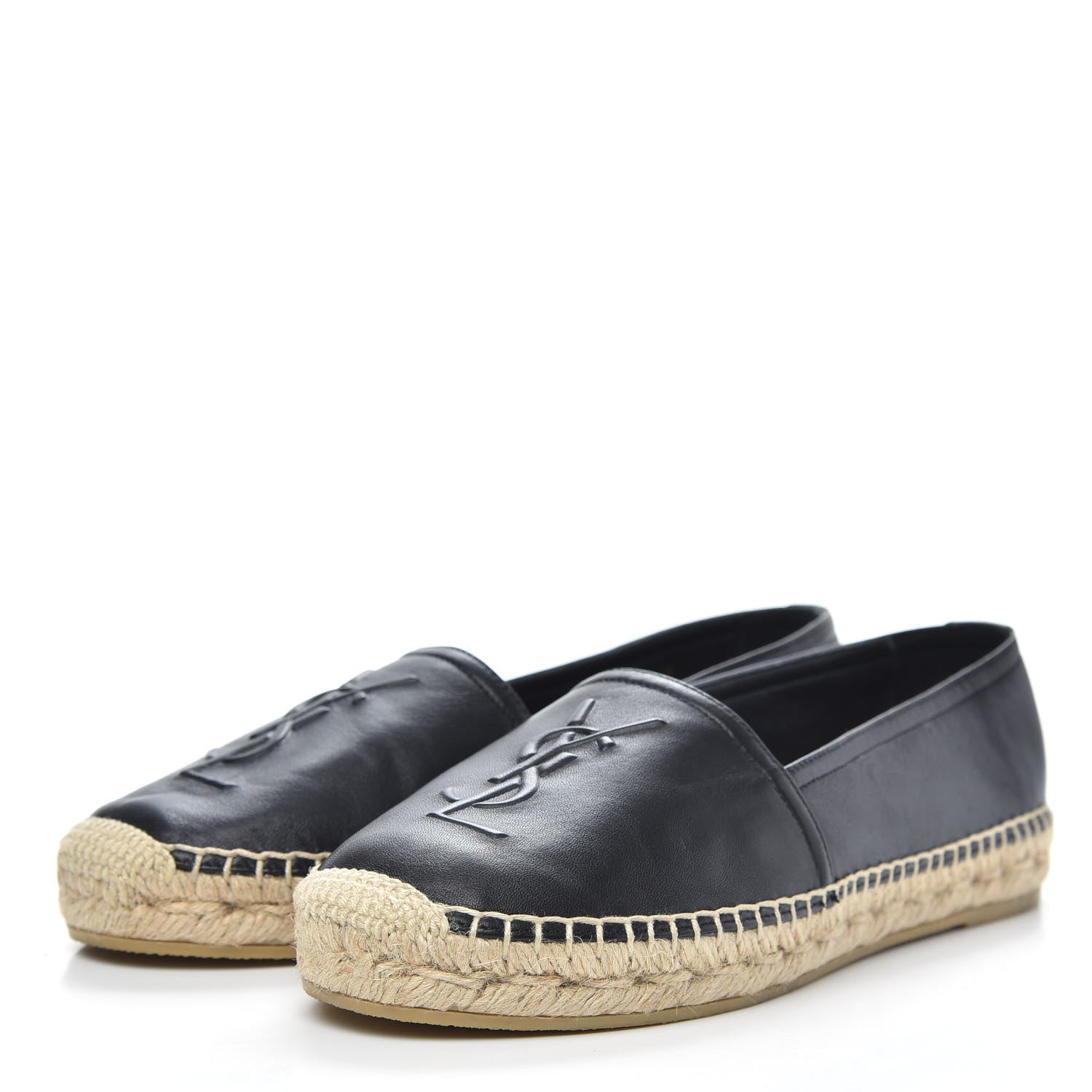 Saint Laurent Lambskin Monogram Espadrilles 36 Black 3 of 9