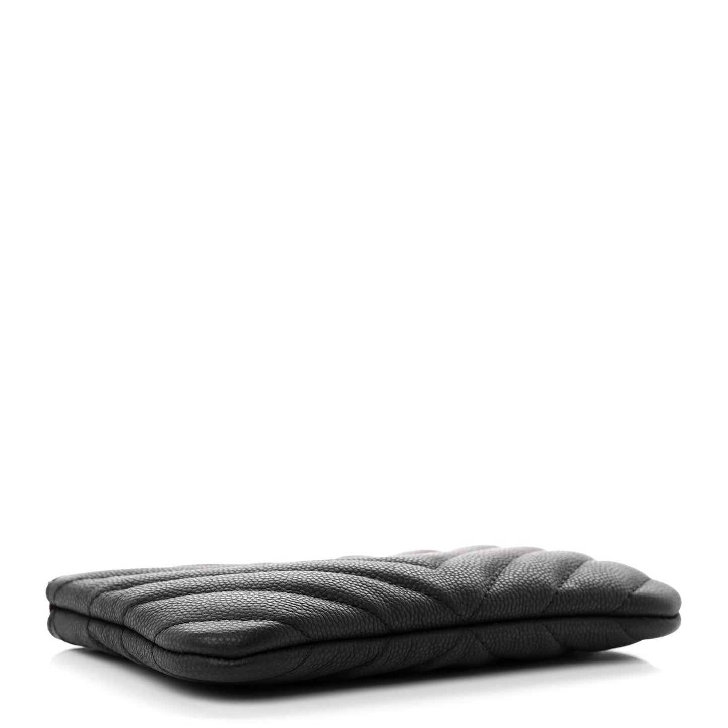 Caviar Chevron Quilted Small Cosmetic Case Black