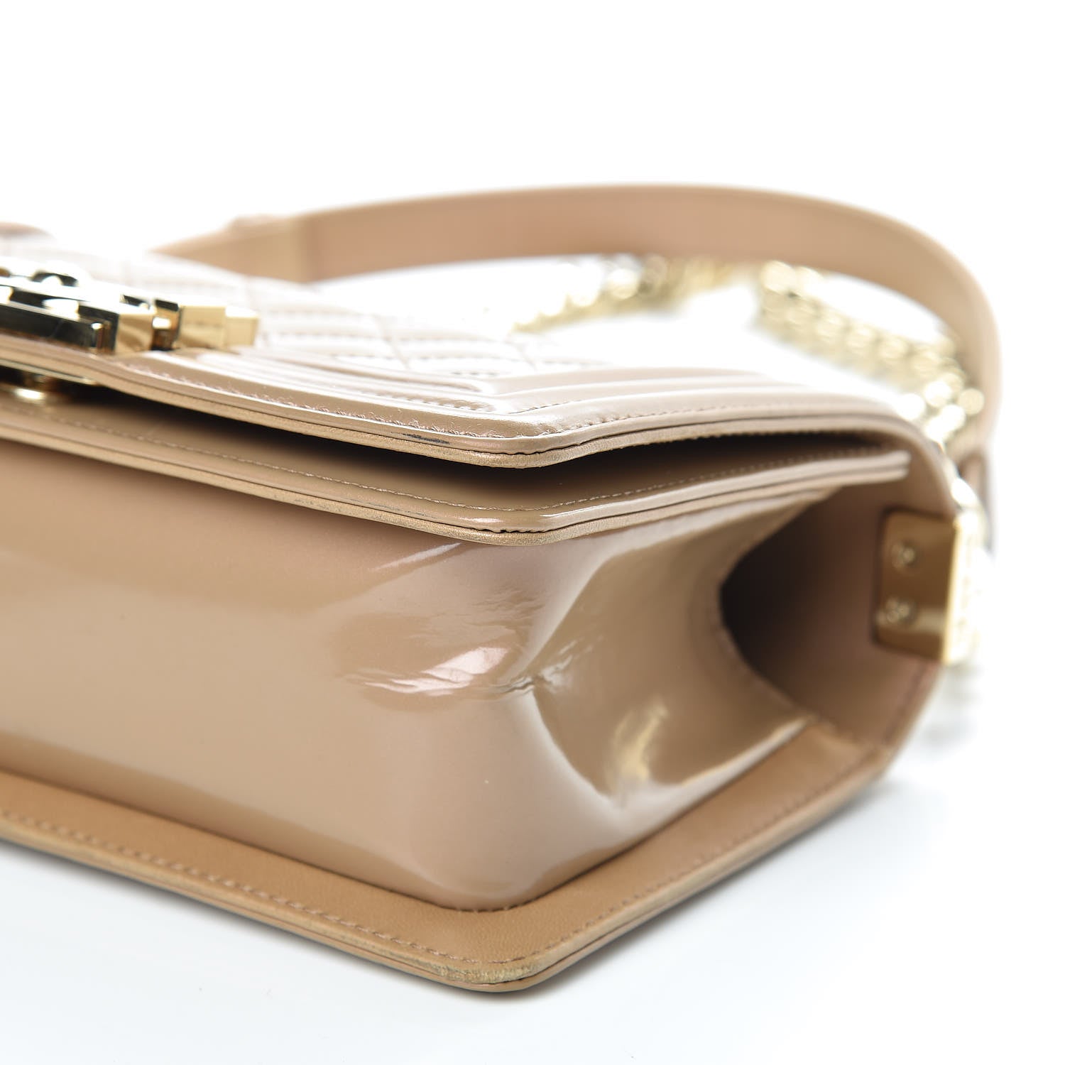 Chanel Iridescent Glazed Calfskin Quilted Small Boy Flap Dark Beige 9 of 12