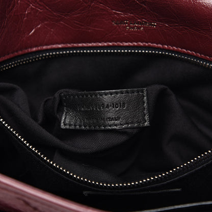 Saint Laurent Crinkled Calfskin Matelasse Monogram Medium Niki Chain Satchel Burgundy 6 of 11