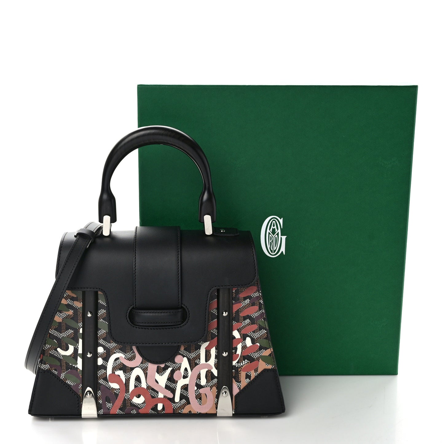 Goyardine Lettres Camouflage Saigon PM Black Pink Multicolor