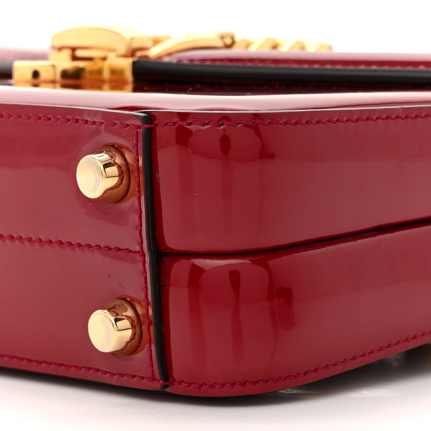 Gucci Mousse Top Patent Mini Sylvie 1969 Top Handle Bag New Cherry Red 11 of 15
