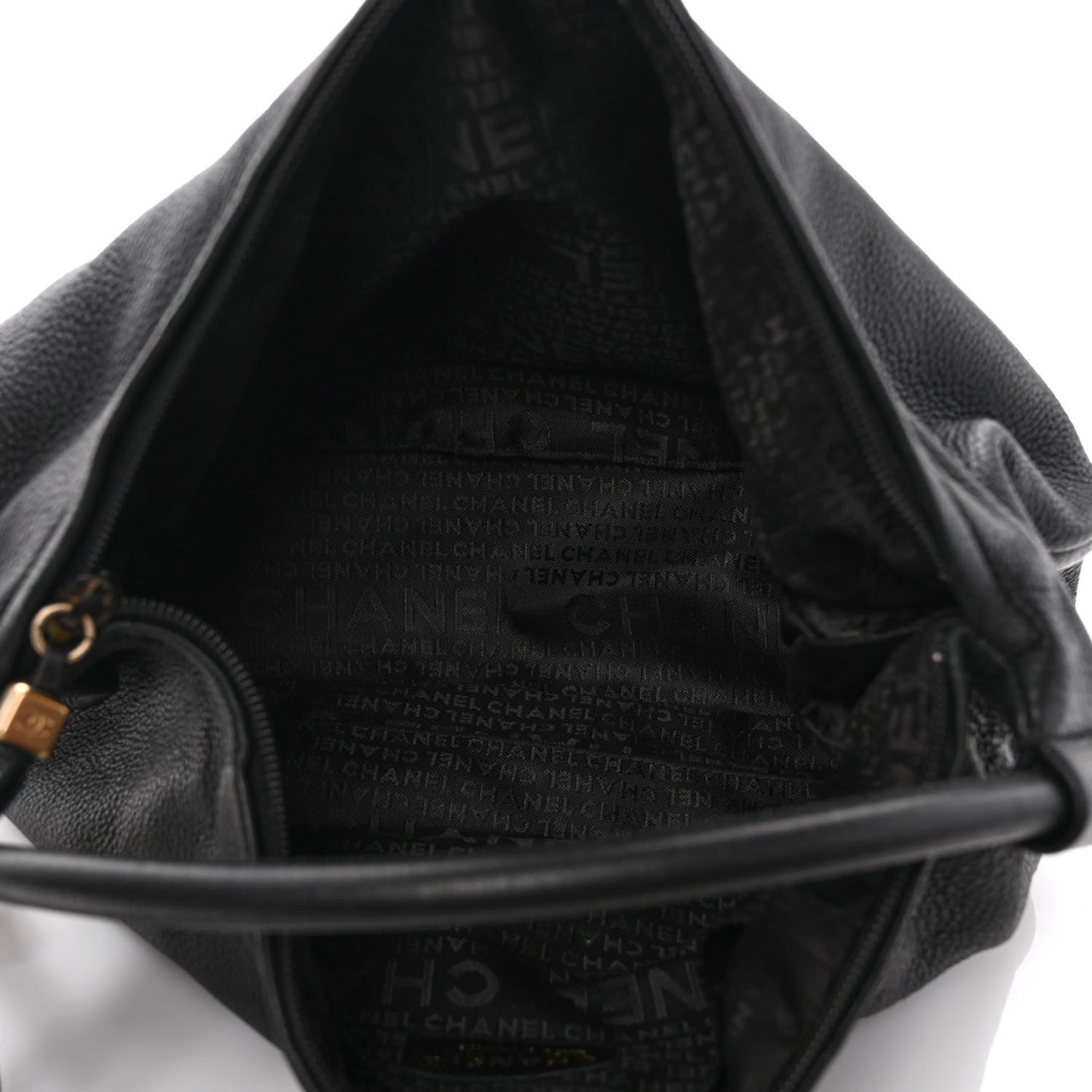 Grained Calfskin Tassel Hobo Black