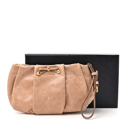 Prada Vitello Shine Bow Wristlet Cammeo 10 of 10