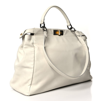Fendi Goatskin Watersnake Large Peekaboo Iconic Satchel White 2 of 16