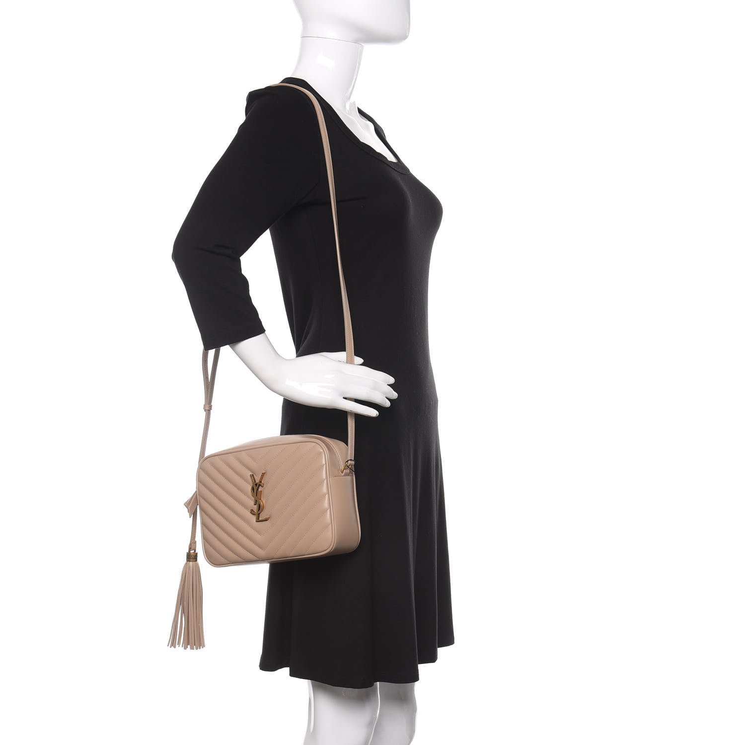 Saint Laurent Calfskin Matelasse Monogram Lou Camera Bag Dark Beige 2 of 10