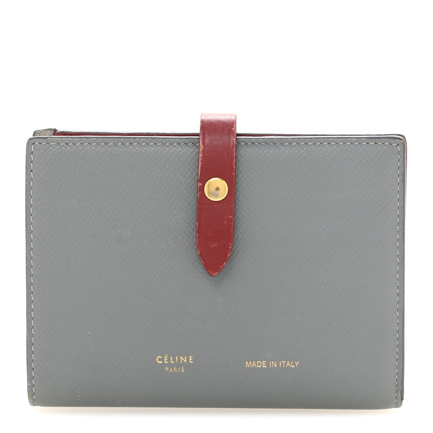 Grained Calfskin Medium Multifunction Strap Wallet Blue