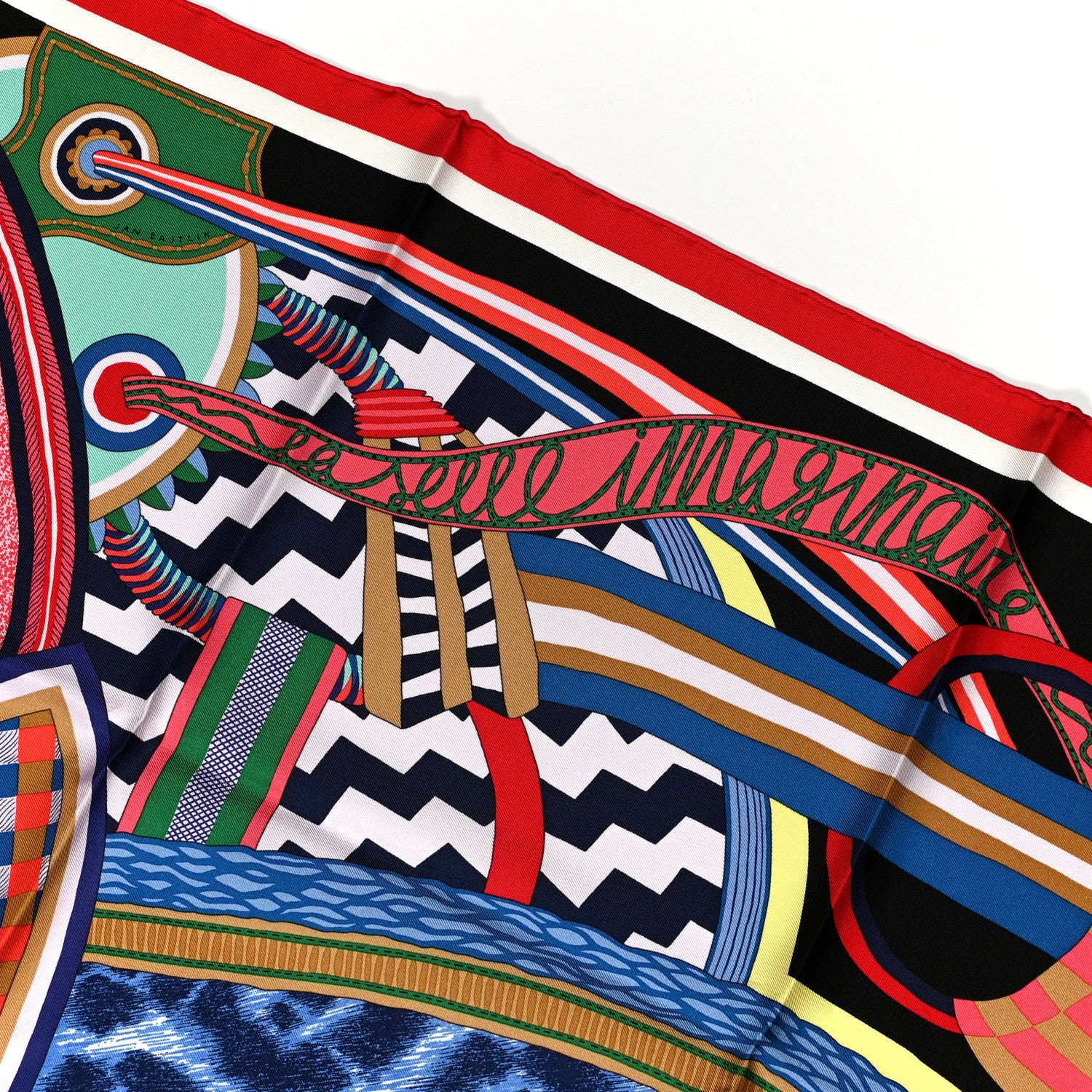 Hermes Silk La Selle Imaginaire Scarf 90 Black Jaune Soufre 4 of 6