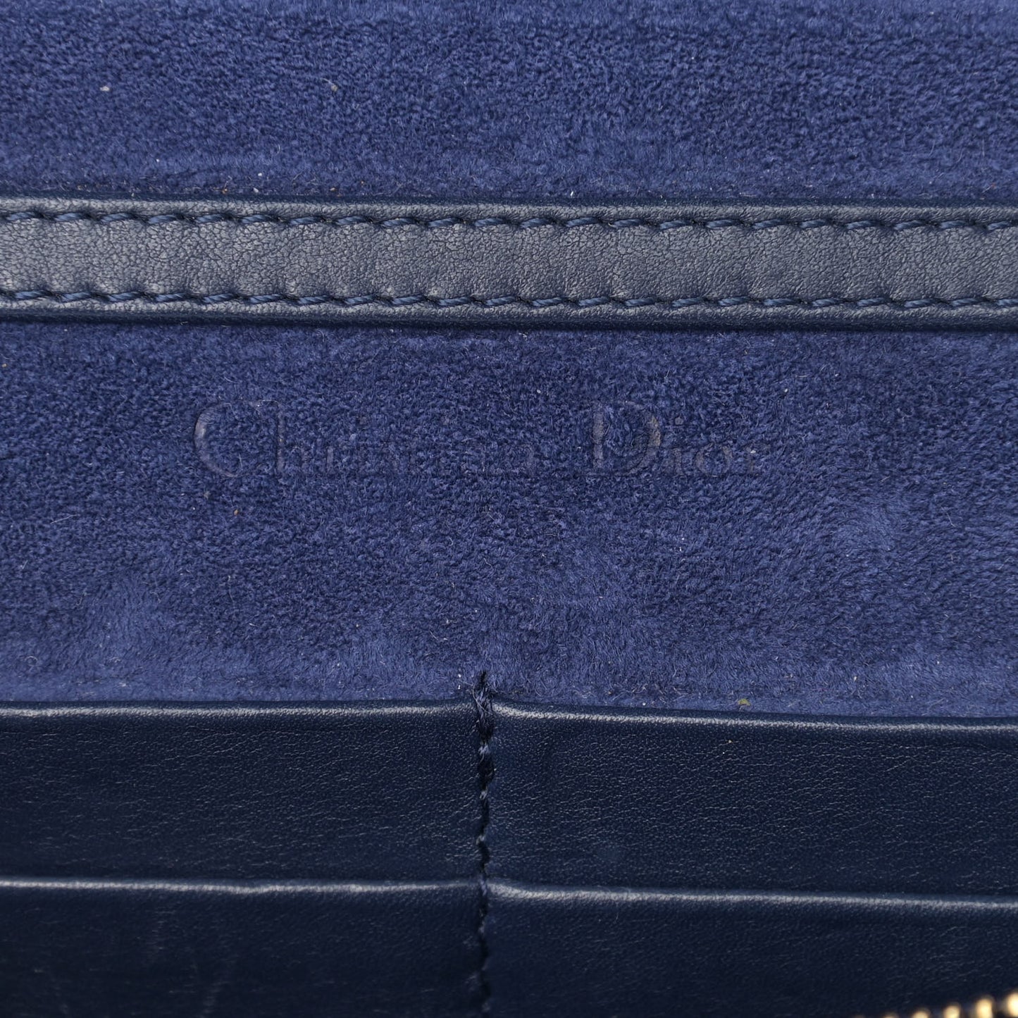 Calfskin J'Adior Wallet on Chain Pouch Navy Blue