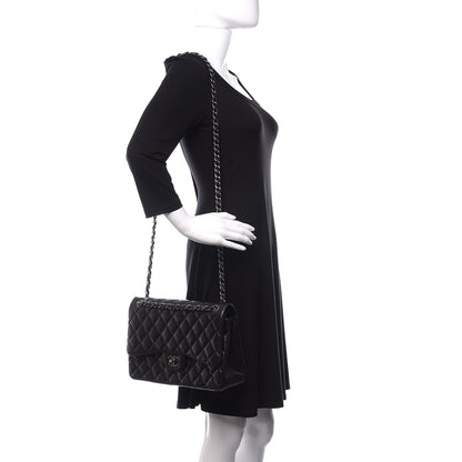 Chanel Lambskin Quilted Jumbo Double Flap Black 2 of 12