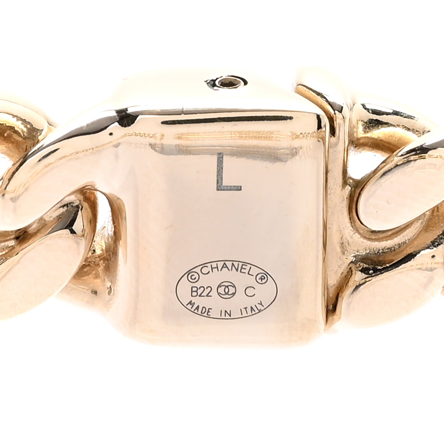 Metal CC Chain Link Choker Necklace L Gold