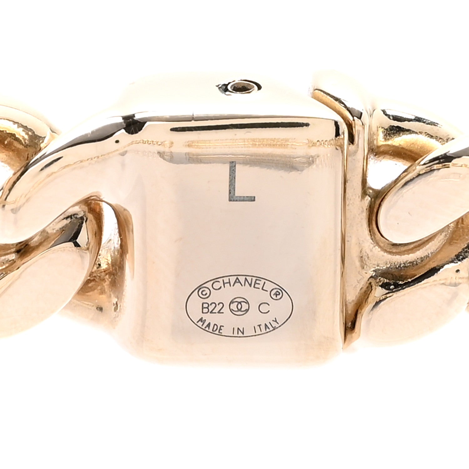 Chanel Metal CC Chain Link Choker Necklace L Gold 4 of 5