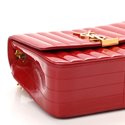 Saint Laurent Patent Matelasse Monogram Large Vicky Chain Bag Rouge Eros 9 of 12