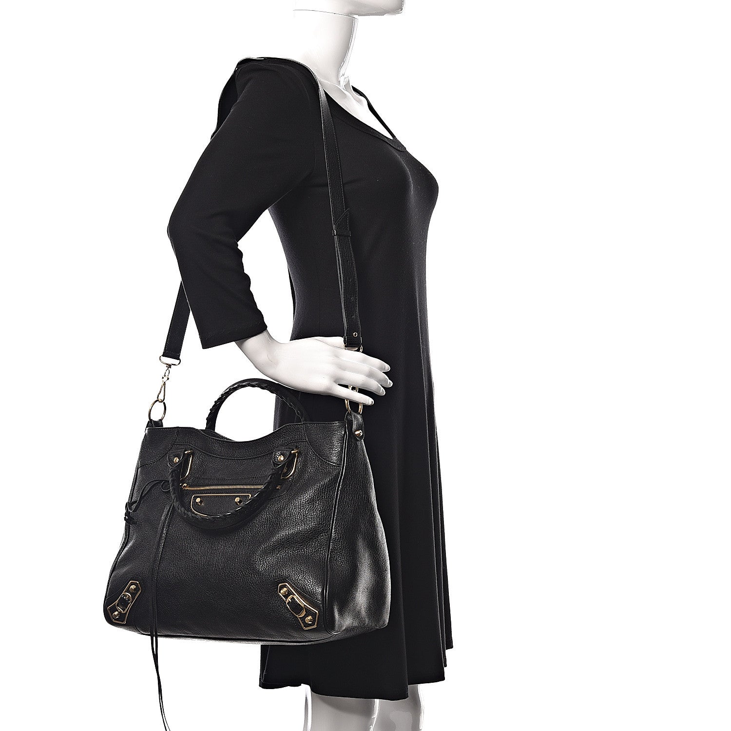 Balenciaga Chevre Gold Metallic Edge Hardware Velo Black 3 of 16