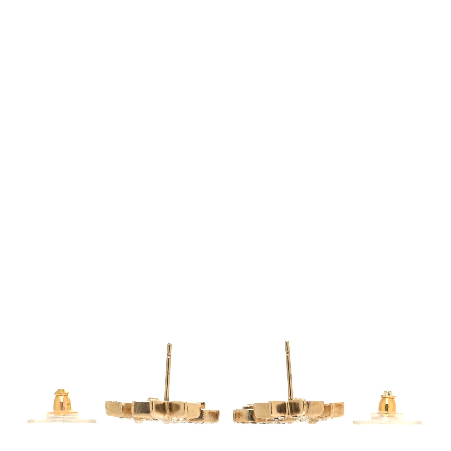 Crystal Pearl CC Star Earrings Gold