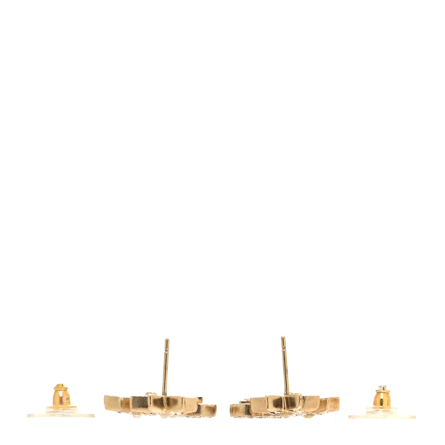 Chanel Crystal Pearl CC Star Earrings Gold 3 of 4