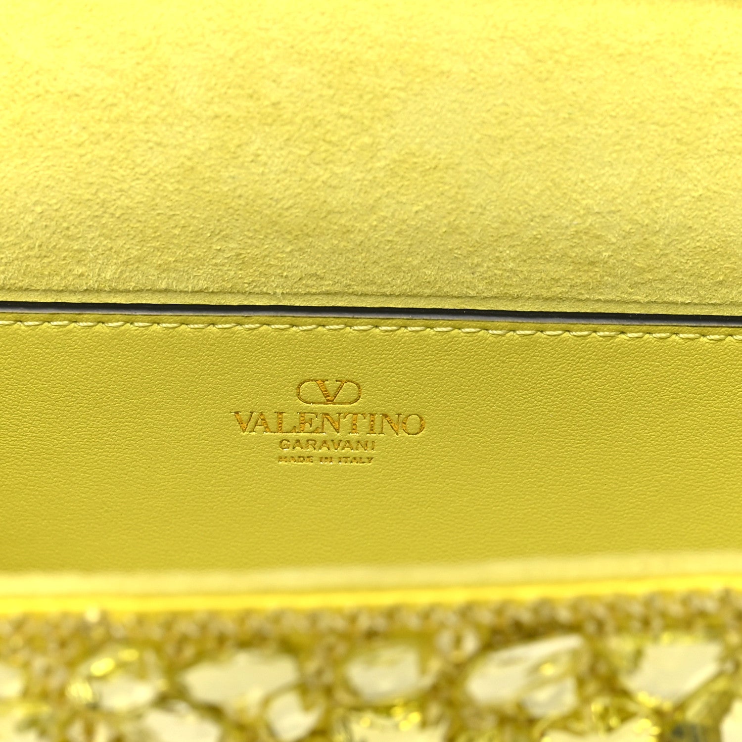 Valentino Garavani Crystal Nappa Enamel Vlogo Small Loco Shoulder Bag Lemon Cedar 6 of 10