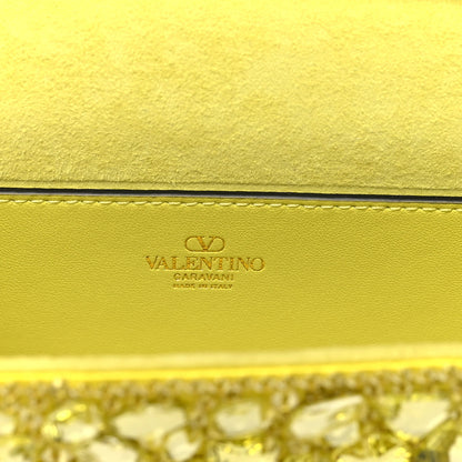 Valentino Garavani Crystal Nappa Enamel Vlogo Small Loco Shoulder Bag Lemon Cedar 6 of 10