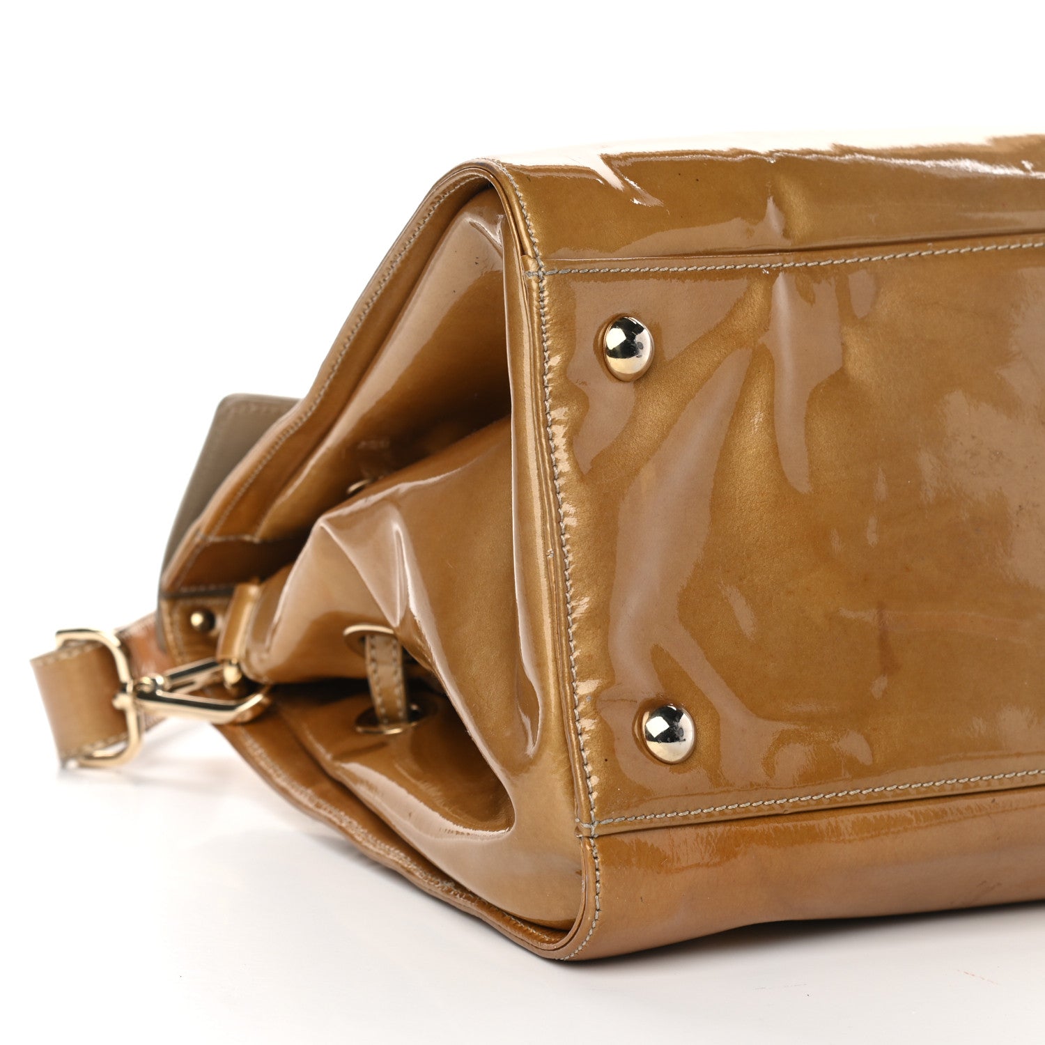 Jimmy Choo Metallic Patent Calfskin Large Rosalie Satchel Gold 9 of 15