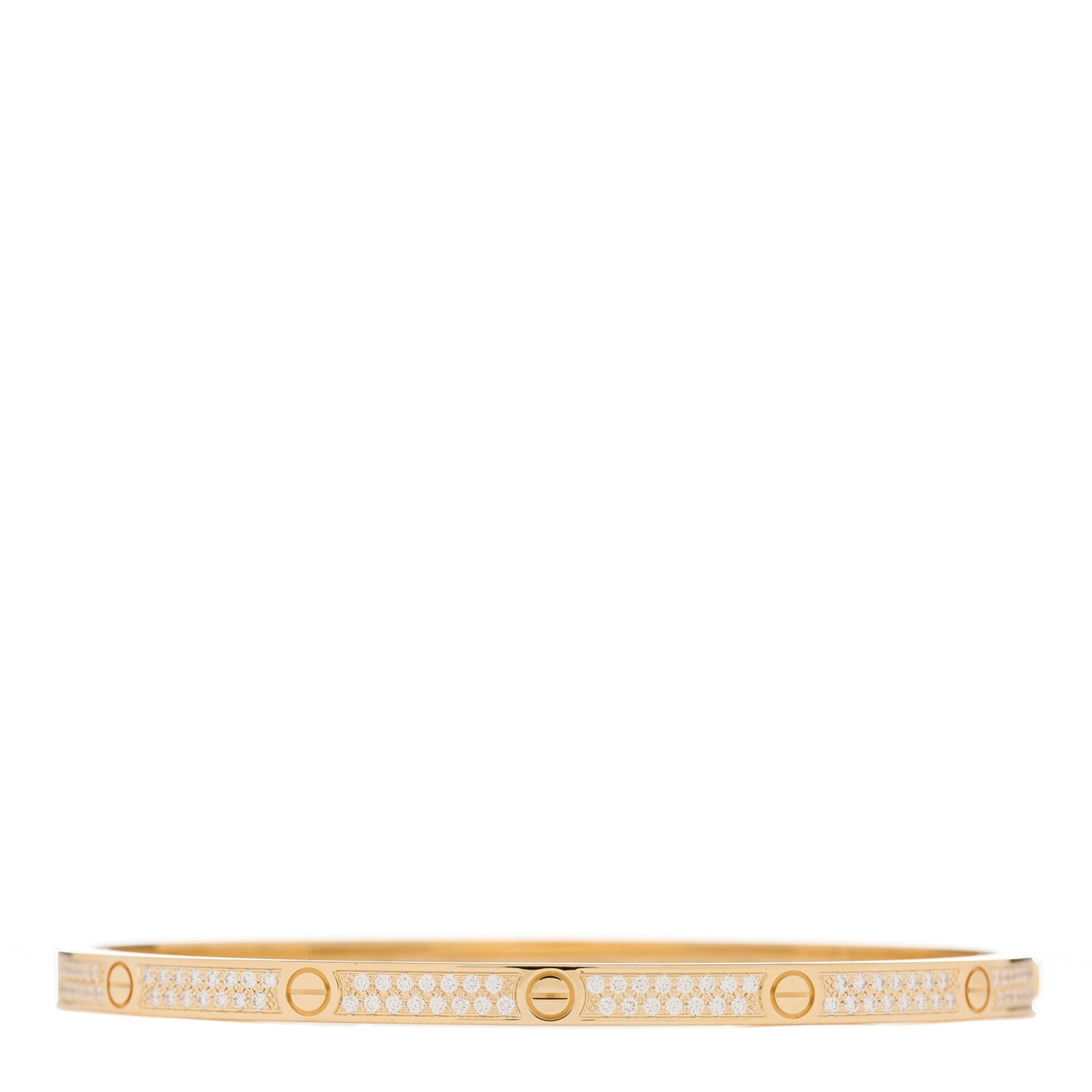 18K Yellow Gold Diamond Small LOVE Paved Bracelet 17