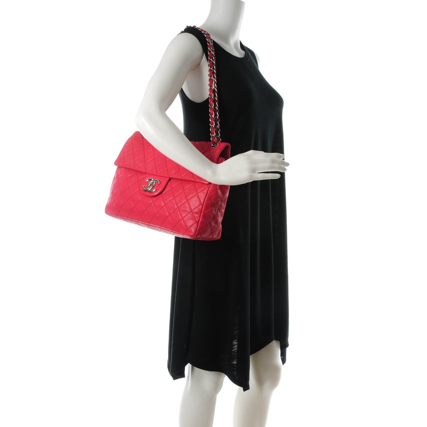 Chanel Washed Caviar Quilted Maxi Single Flap Fuchsia 2 of 9