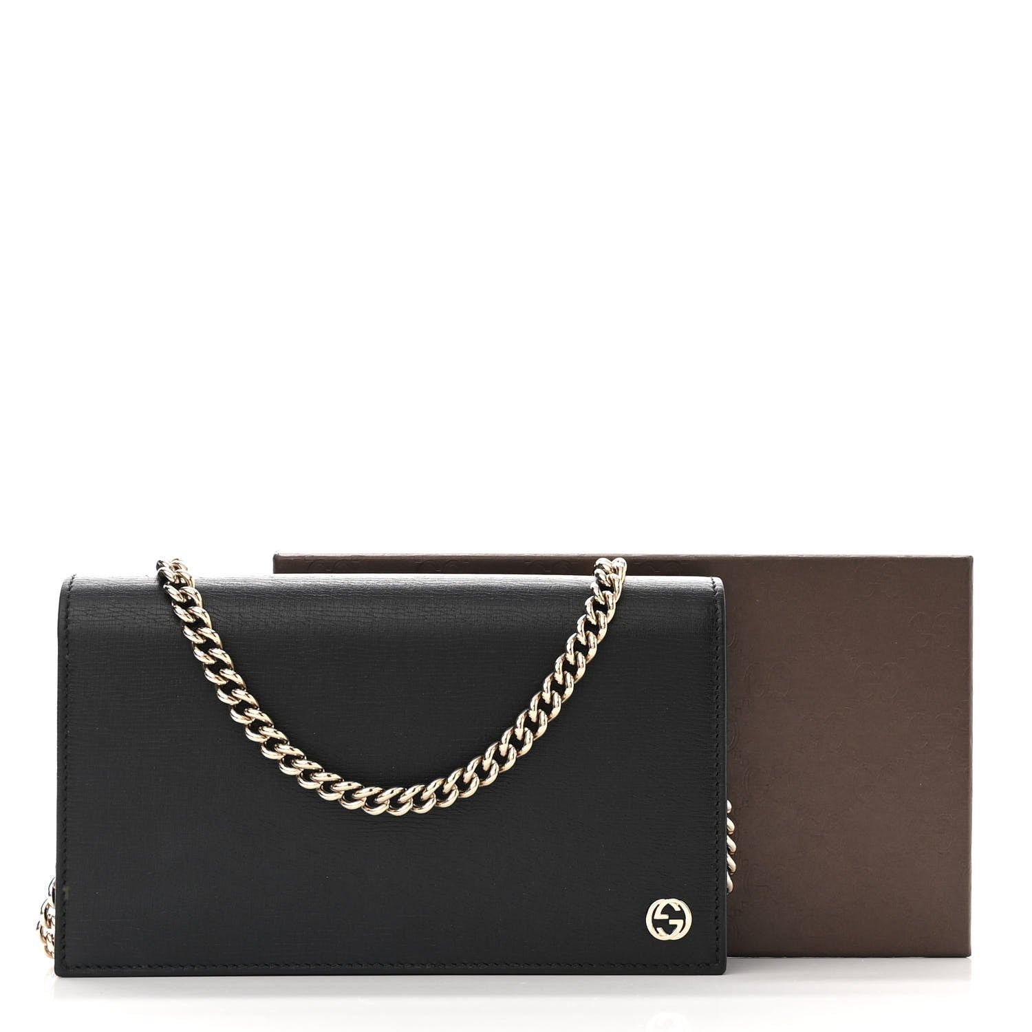 Gucci Textured Calfskin Medium Betty Chain Wallet Black 8 of 8