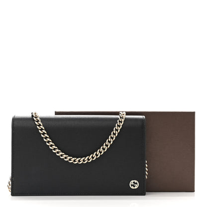 Gucci Textured Calfskin Medium Betty Chain Wallet Black 8 of 8