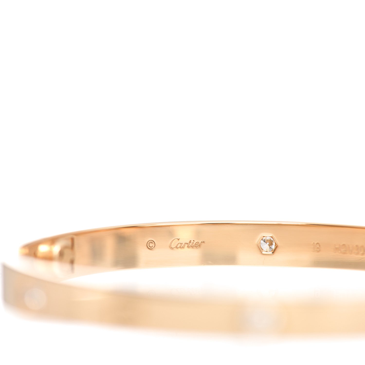 Cartier 18K Yellow Gold 4 Diamond LOVE Bracelet 19 4 of 7