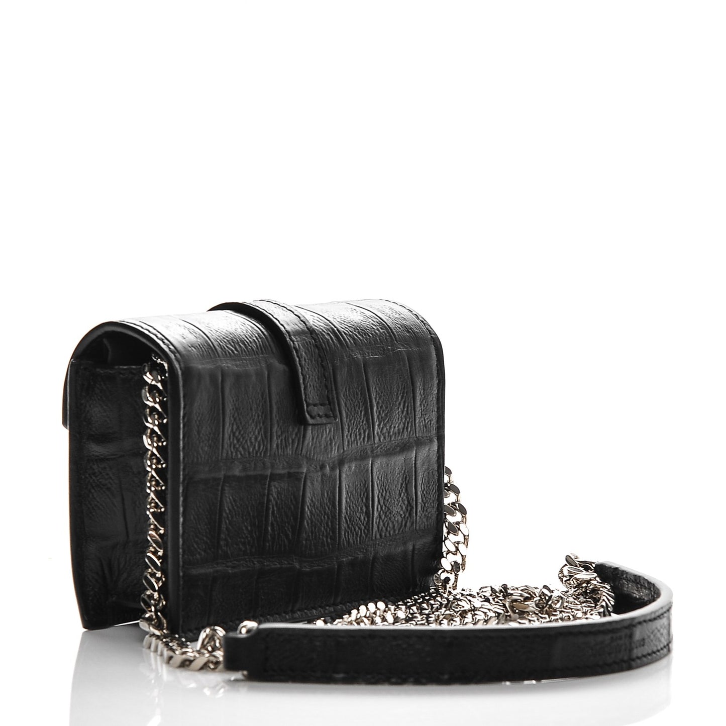 Calfskin Crocodile Embossed Monogram Candy Crossbody Black