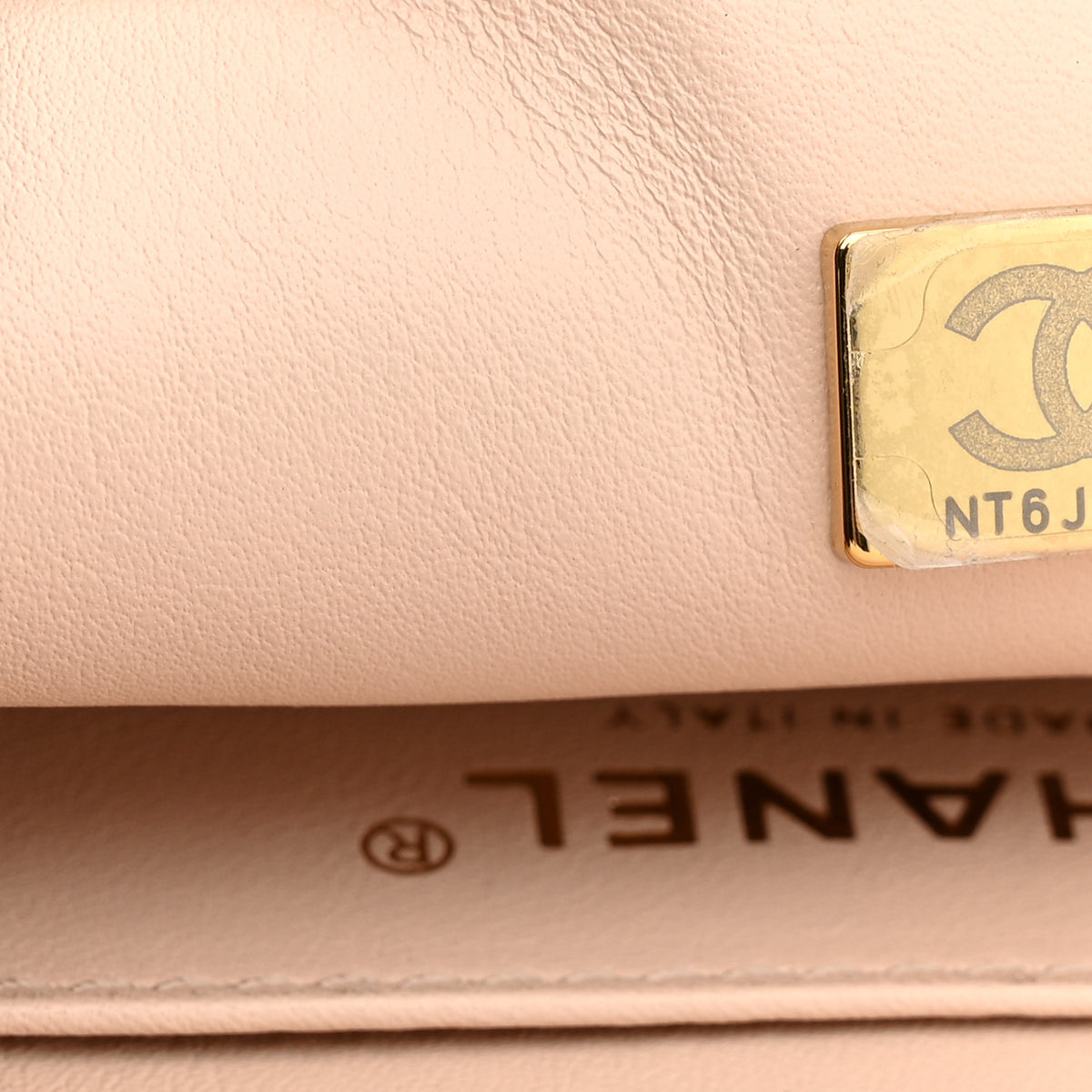 Lambskin Quilted Mini Rectangular Pearl Crush Flap Light Beige