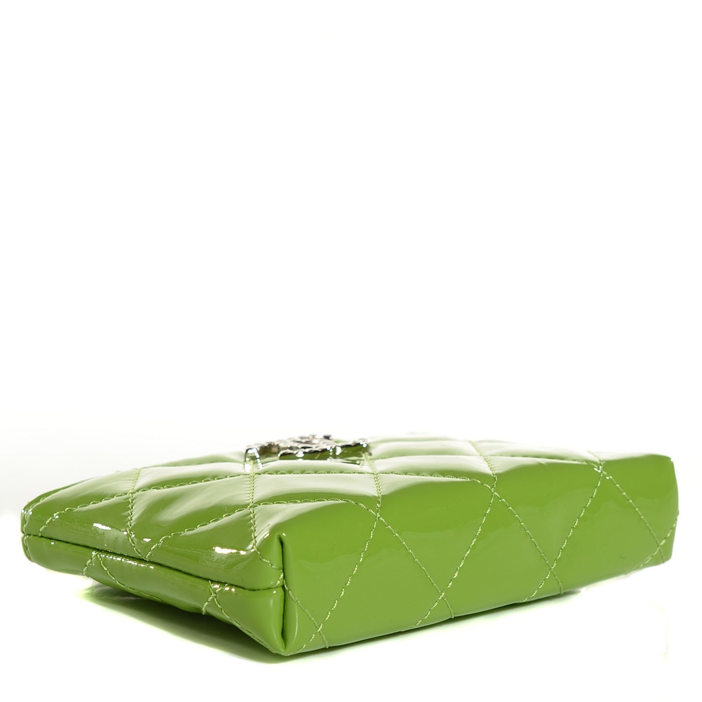 Patent Quilted Brilliant Key Holder Case Light Green