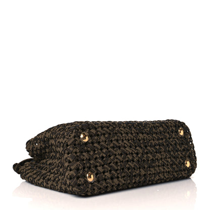 Fendi Fabric Jacquard FF 1974 Woven Knotted Medium Peekaboo Iconic Satchel Tobacco Moro 3 of 10
