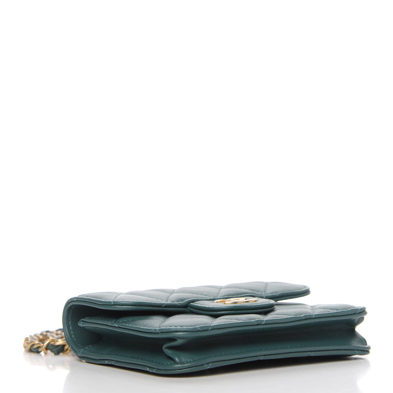 Chanel Lambskin Quilted Top Handle Flap Coin Purse With Chain Green 4 of 12