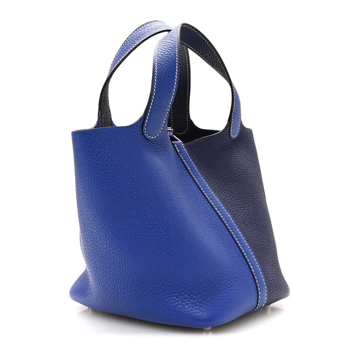 Hermes Taurillon Clemence Casaque Picotin Lock 18 PM Bleu Electrique Bleu Encre 3 of 13