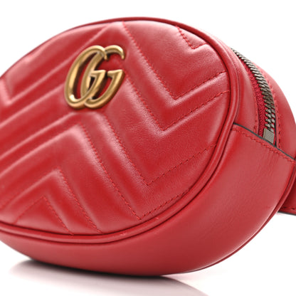 Gucci Calfskin Matelasse GG Marmont Belt Bag 75 30 Hibiscus Red 9 of 9